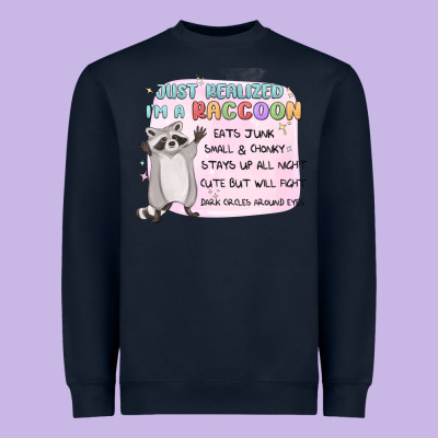Just Realized Im A Raccoon Heavyweight Sweatshirt Designed By Maliassmallbusiness