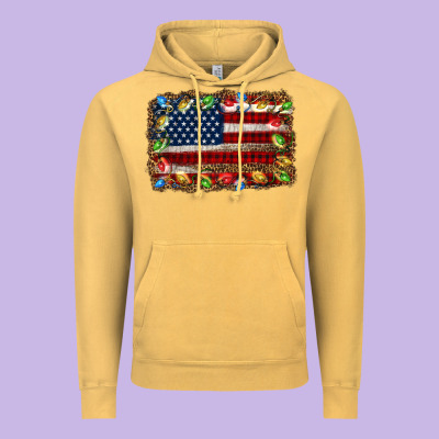 Christmas American Flag Background Vintage Hoodie Designed By Jasminsmagicworld