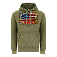Vintage Olive christmas american flag background Vintage Hoodie - Jasminsmagicworld