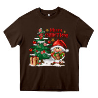 Chocolate Brown merry christmas gnomes Heavy Core Tee - FaDigitalArtStudio