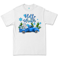White hello winter with sniwman and  truck Premium Tee - AdoDesignShop