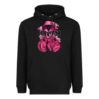 Black Survivor Breast Cancer with boxing gloves Heavyweight Hoodie - NancyCooperArtShop