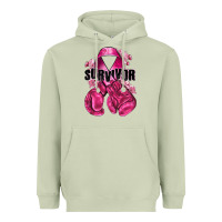 Matcha Survivor Breast Cancer with boxing gloves Heavyweight Hoodie - NancyCooperArtShop
