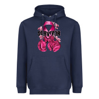 Navy Survivor Breast Cancer with boxing gloves Heavyweight Hoodie - NancyCooperArtShop