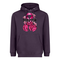 Plum Survivor Breast Cancer with boxing gloves Heavyweight Hoodie - NancyCooperArtShop