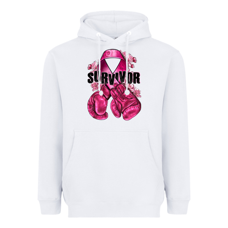 Survivor Breast Cancer With Boxing Gloves Heavyweight Hoodie by NancyCooperArtShop | Teevron
