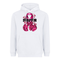 White Survivor Breast Cancer with boxing gloves Heavyweight Hoodie - NancyCooperArtShop