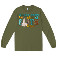 Army Green worry ends when faith begins Long Sleeve Tee - NancyCooperArtShop