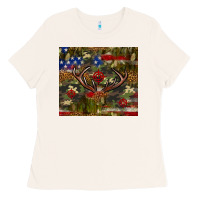 Bone Hunting leopard USA flag tumbler 4th of july Ladies Tee - Neo Western