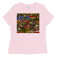 Bubblegum Pink Hunting leopard USA flag tumbler 4th of july Ladies Tee - Neo Western