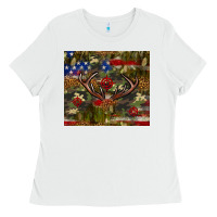 White Hunting leopard USA flag tumbler 4th of july Ladies Tee - Neo Western