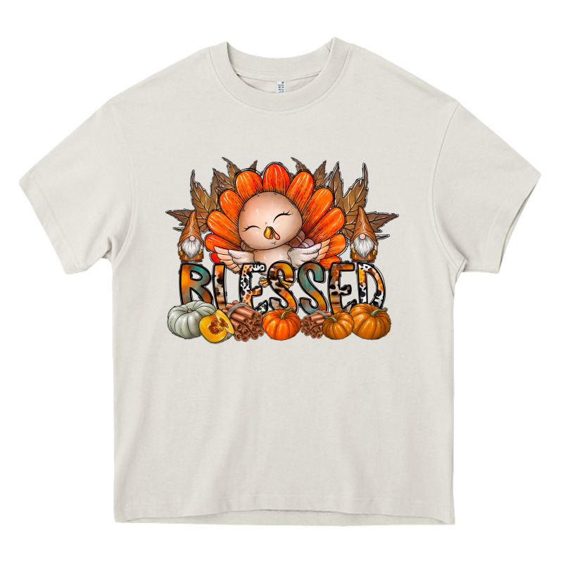 Thanksgiving Turkey Pumpkin Blessed Heavy Core Tee by CowhideDigitalArt | Teevron