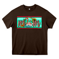 Chocolate Brown flamingo mom license plate Heavy Core Tee - BarkalooDesign