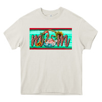 Cream flamingo mom license plate Heavy Core Tee - BarkalooDesign