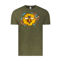 Vintage Olive bee sunflower leopard Vintage Tee - Jasminsmagicworld