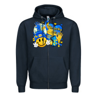 Navy retro disco ball the lucky few smile face Zipper Hoodie - Artiststas