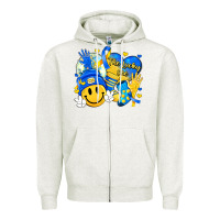 Oatmeal Heather retro disco ball the lucky few smile face Zipper Hoodie - Artiststas