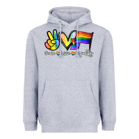 Heather Grey Peace love equality Heavyweight Hoodie - NancyCooperArtShop