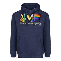Navy Peace love equality Heavyweight Hoodie - NancyCooperArtShop