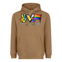 Toasted Coconut Peace love equality Heavyweight Hoodie - NancyCooperArtShop