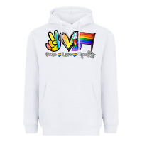 White Peace love equality Heavyweight Hoodie - NancyCooperArtShop