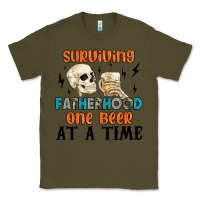 Army Green surviving fatherhood one beer at a time Classic Tee - MaliasSmallBusiness