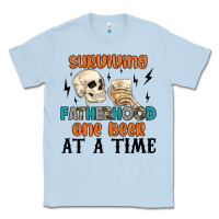 Dusty Blue surviving fatherhood one beer at a time Classic Tee - MaliasSmallBusiness