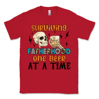 Red surviving fatherhood one beer at a time Classic Tee - MaliasSmallBusiness