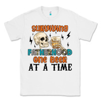 White surviving fatherhood one beer at a time Classic Tee - MaliasSmallBusiness