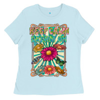 Baby Blue keep calm dream on Ladies Tee - CowhideDigitalArt