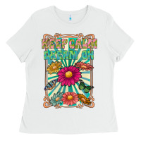 White keep calm dream on Ladies Tee - CowhideDigitalArt
