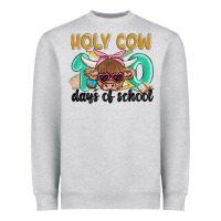 Heather Grey holy cow 100 days of school Heavyweight Sweatshirt - MaliasSmallBusiness