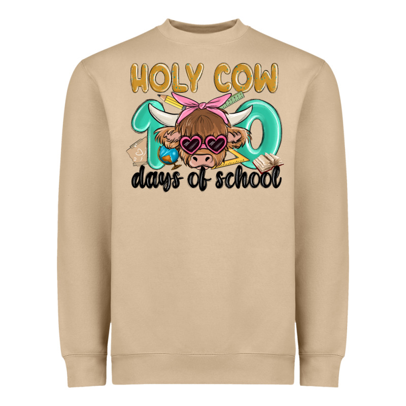 Holy Cow 100 Days Of School Heavyweight Sweatshirt by MaliasSmallBusiness | Teevron
