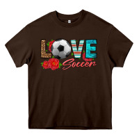 Chocolate Brown love soccer Heavy Core Tee - HRA Design Shop