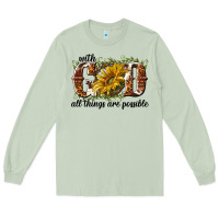 Matcha with god all things are possible Long Sleeve Tee - NancyCooperArtShop