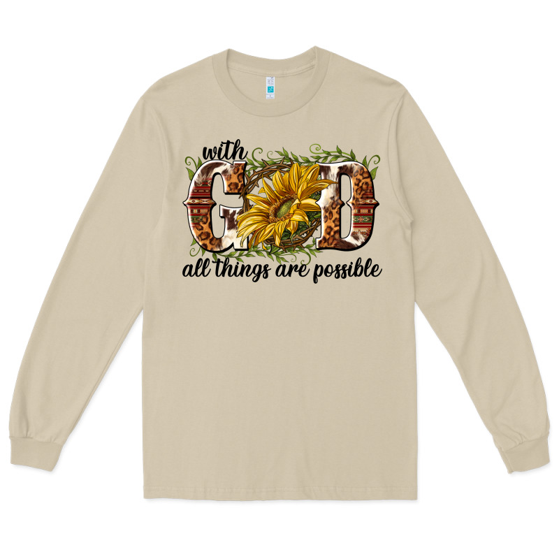 With God All Things Are Possible Long Sleeve Tee by NancyCooperArtShop | Teevron