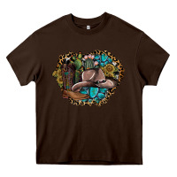 Chocolate Brown western design Heavy Core Tee - SublimationCraftShop