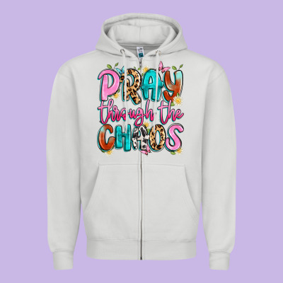 Pray Through The Chaos Zipper Hoodie Designed By Artiststas