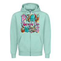 Seafoam pray through the chaos Zipper Hoodie - Artiststas