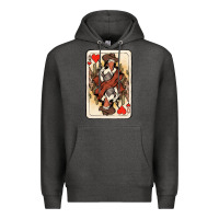 Charcoal Heather Queen Of Hearts Cowgirl Premium Hoodie - HowdyJamesFarm