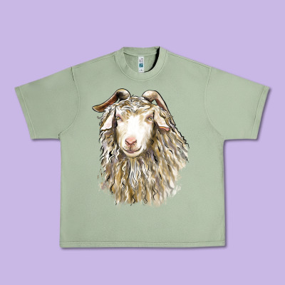 Angora Goat Face Urban Heavy Tee Designed By Lillyallendesigns