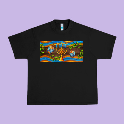 Hanukkah With Candlestick Urban Heavy Tee Designed By Adodesignshop