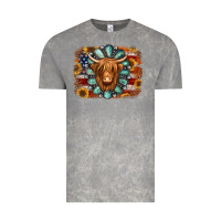 Cloud Rock american flag sunflowers highland cow turquoise background Vintage Tee - Jasminsmagicworld