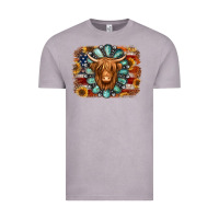 Vintage Zinc american flag sunflowers highland cow turquoise background Vintage Tee - Jasminsmagicworld