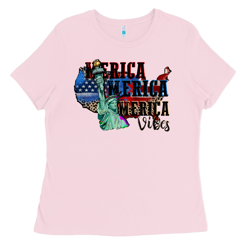 Merica Merica Merica Vibes 4th Of July Ladies Tee by CowGirlArtShop | Teevron