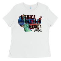 White Merica Merica Merica vibes 4th of july Ladies Tee - CowGirlArtShop