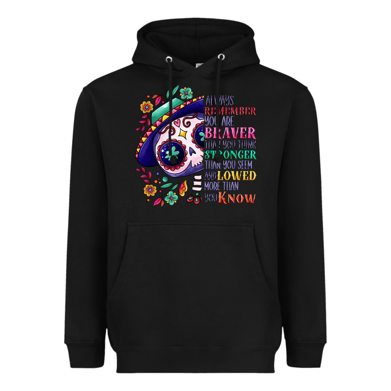 You Are Braver Than You Think Sugar Skull Heavyweight Hoodie by NancyCooperArtShop | Teevron