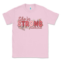 Bubblegum Pink she is strong proverbs 31 25 Classic Tee - MaliasSmallBusiness