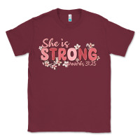 Burgundy she is strong proverbs 31 25 Classic Tee - MaliasSmallBusiness