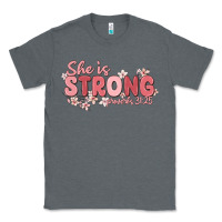 Charcoal Heather she is strong proverbs 31 25 Classic Tee - MaliasSmallBusiness